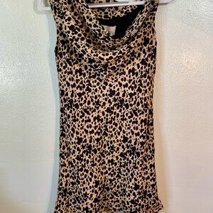 Reformation NWT Leopard Print Cowl Neck Midi Slip Dress Brown Black Womens 10